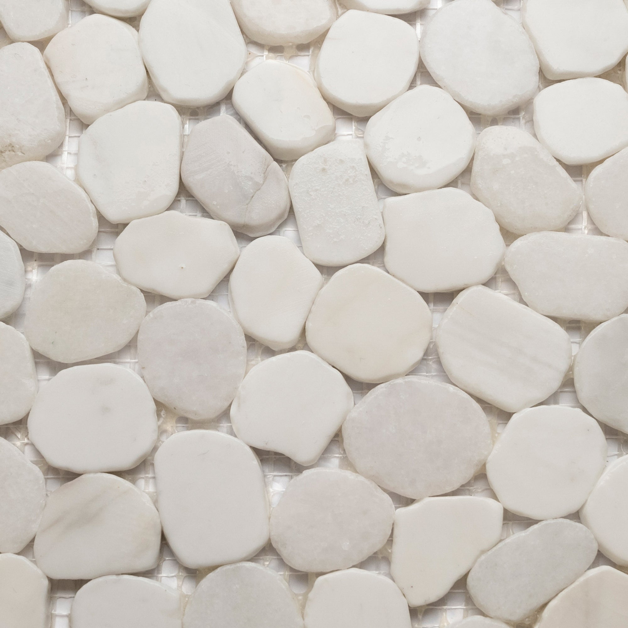 Elegant Milky White Round Pebble Tiles for Timeless Style and Serenity