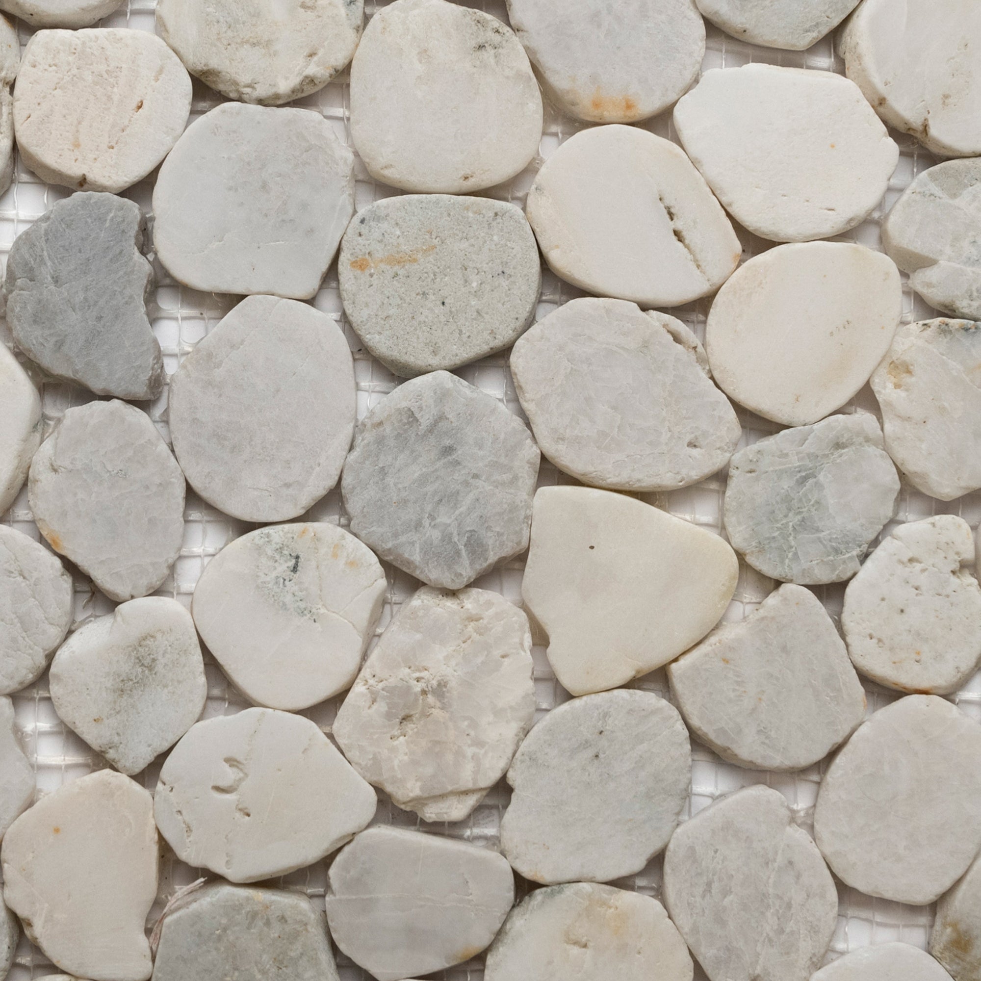 Serene Elegance: Glacier White Round Pebble Tiles by Tile Hub