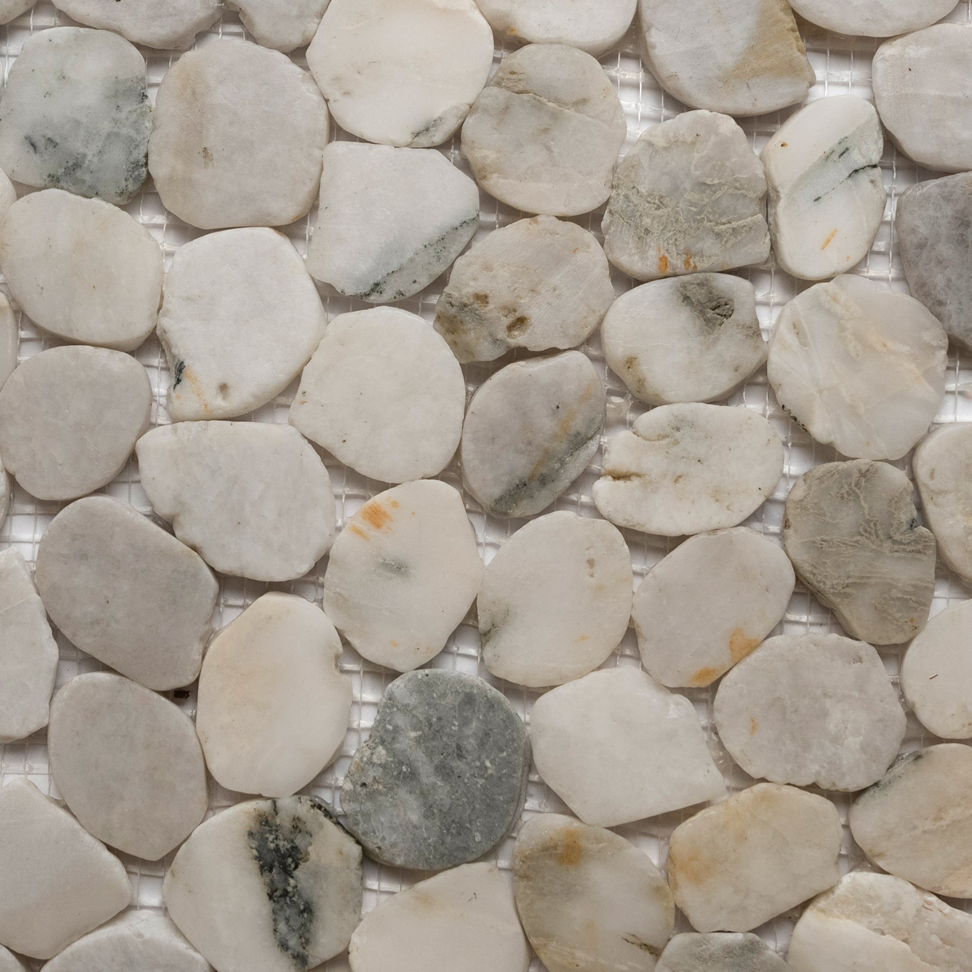 Serene Elegance: Glacier White Round Pebble Tiles by Tile Hub