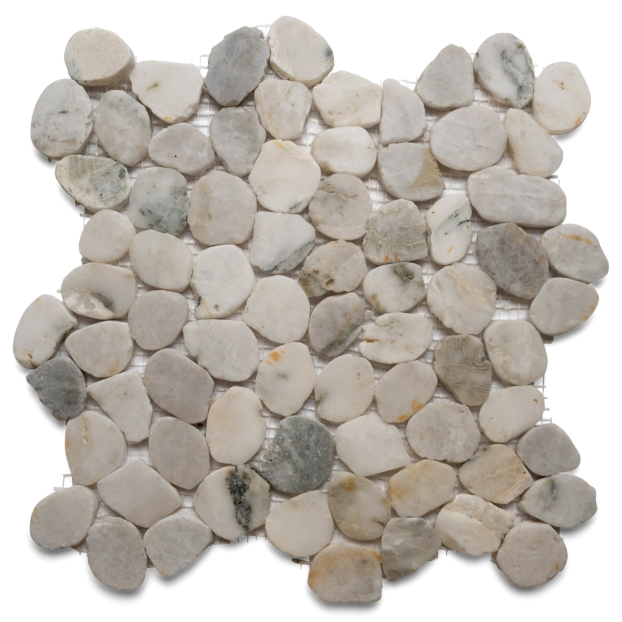 Serene Elegance: Glacier White Round Pebble Tiles by Tile Hub