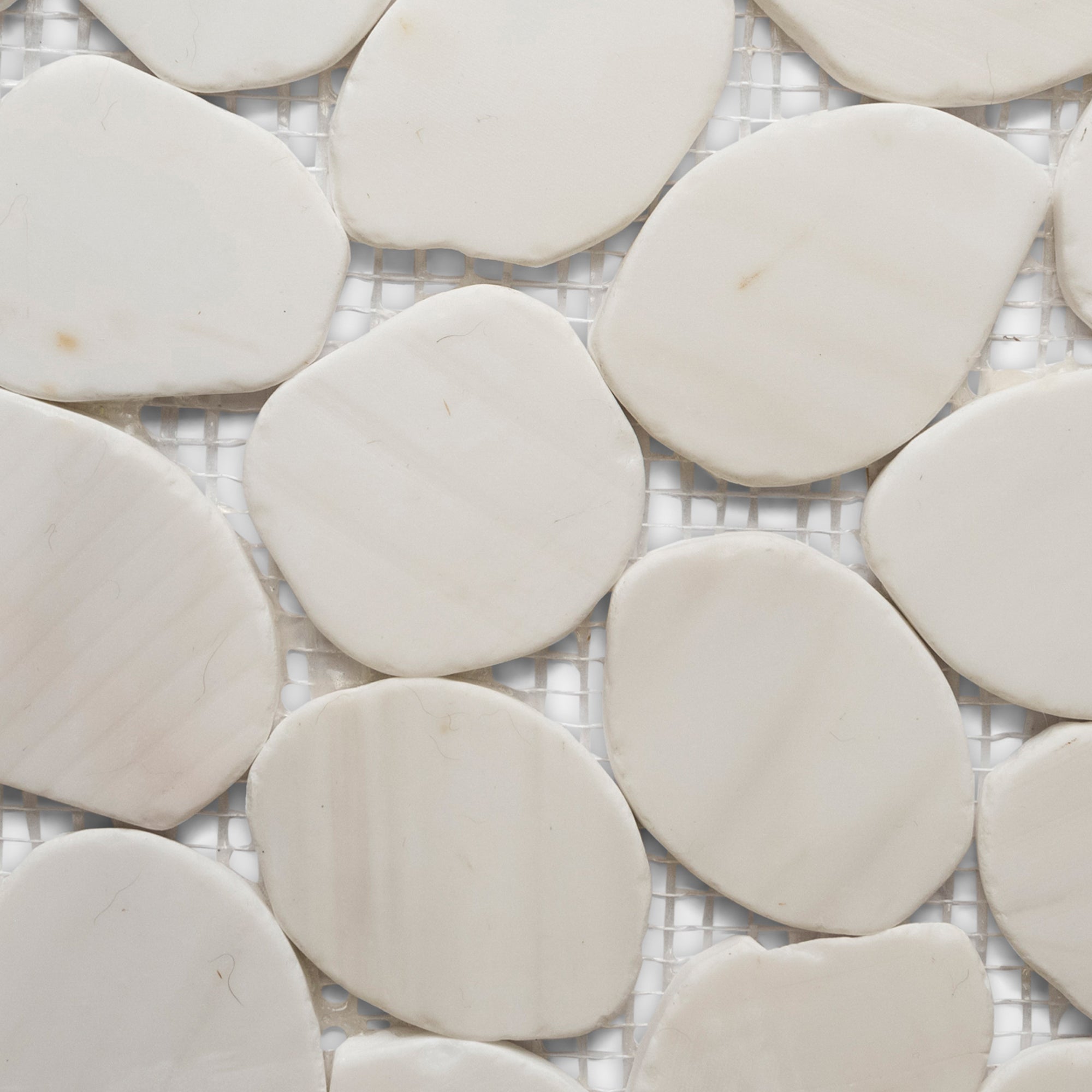 Elevate Your Space with Bianco Dolomite XL Sliced Jumbo Pebble Tile - A Luxurious Touch!