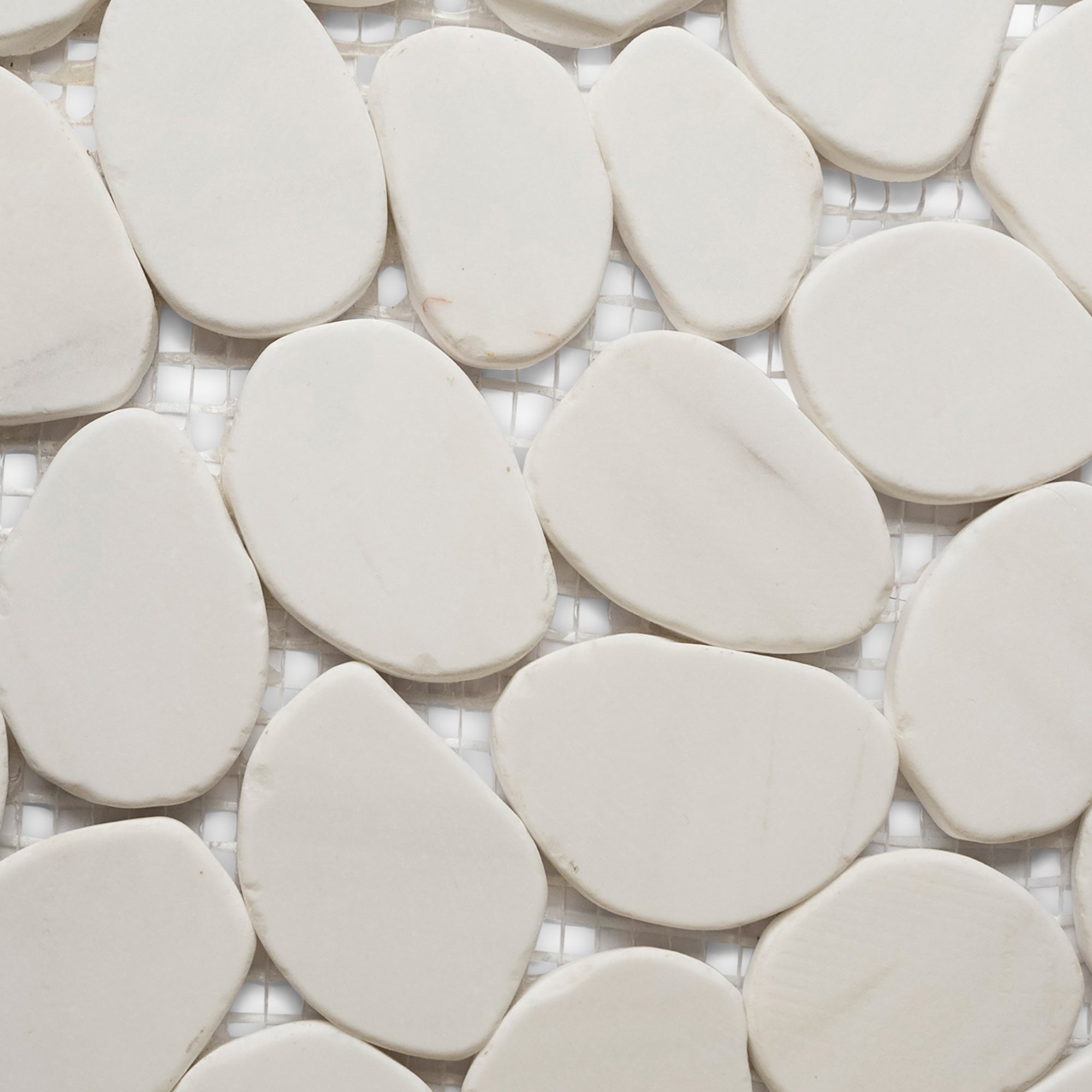 Elegant Bianco Dolomite Round Pebble Tiles for Timeless Sophistication