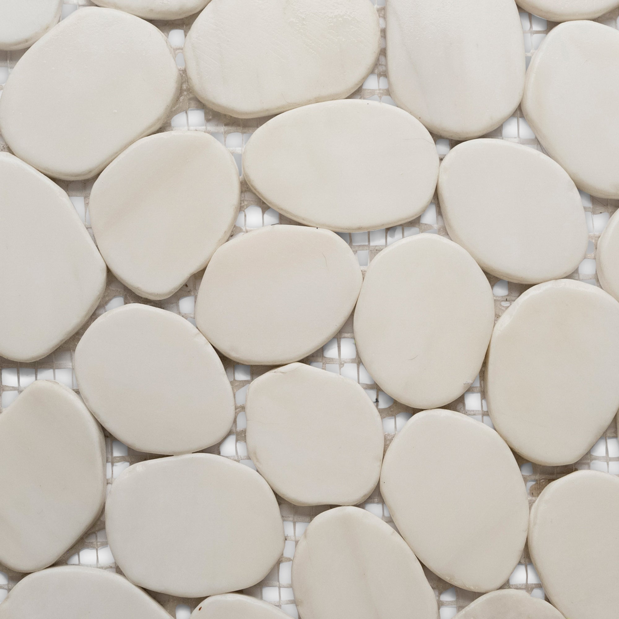 Elegant Bianco Dolomite Round Pebble Tiles for Timeless Sophistication