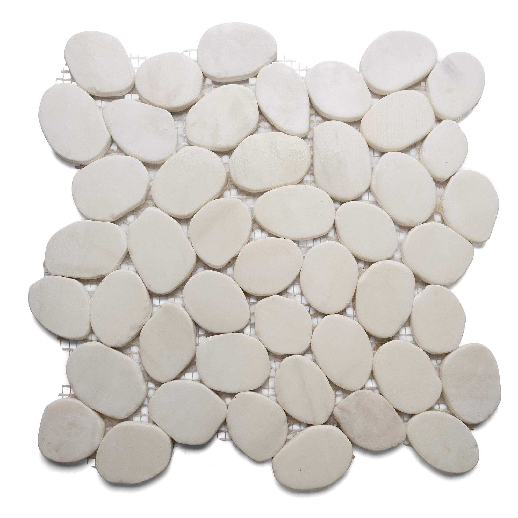 Elegant Bianco Dolomite Round Pebble Tiles for Timeless Sophistication