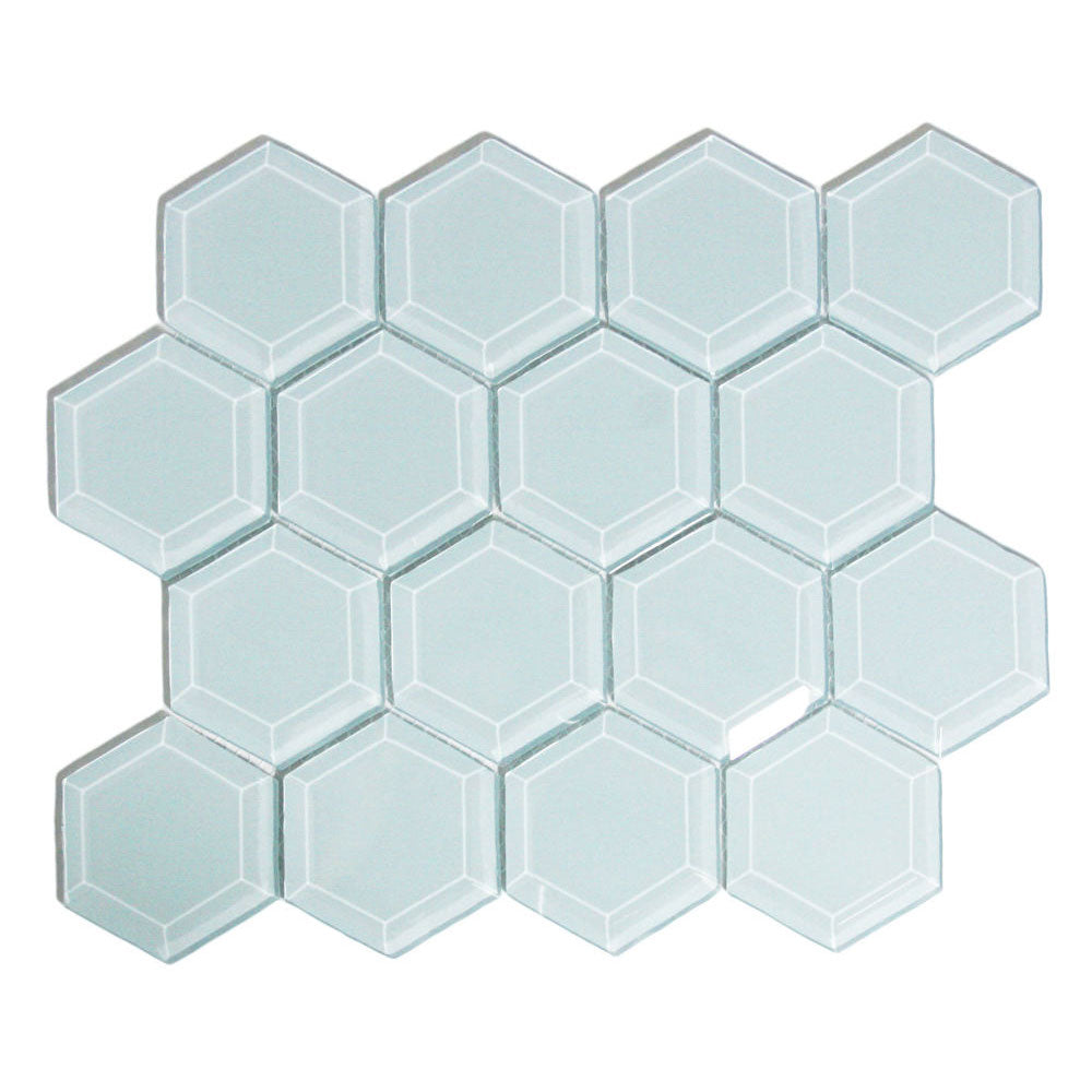 Vapor Elegance: Hexagon Beveled Glass Tiles by Tile Hub