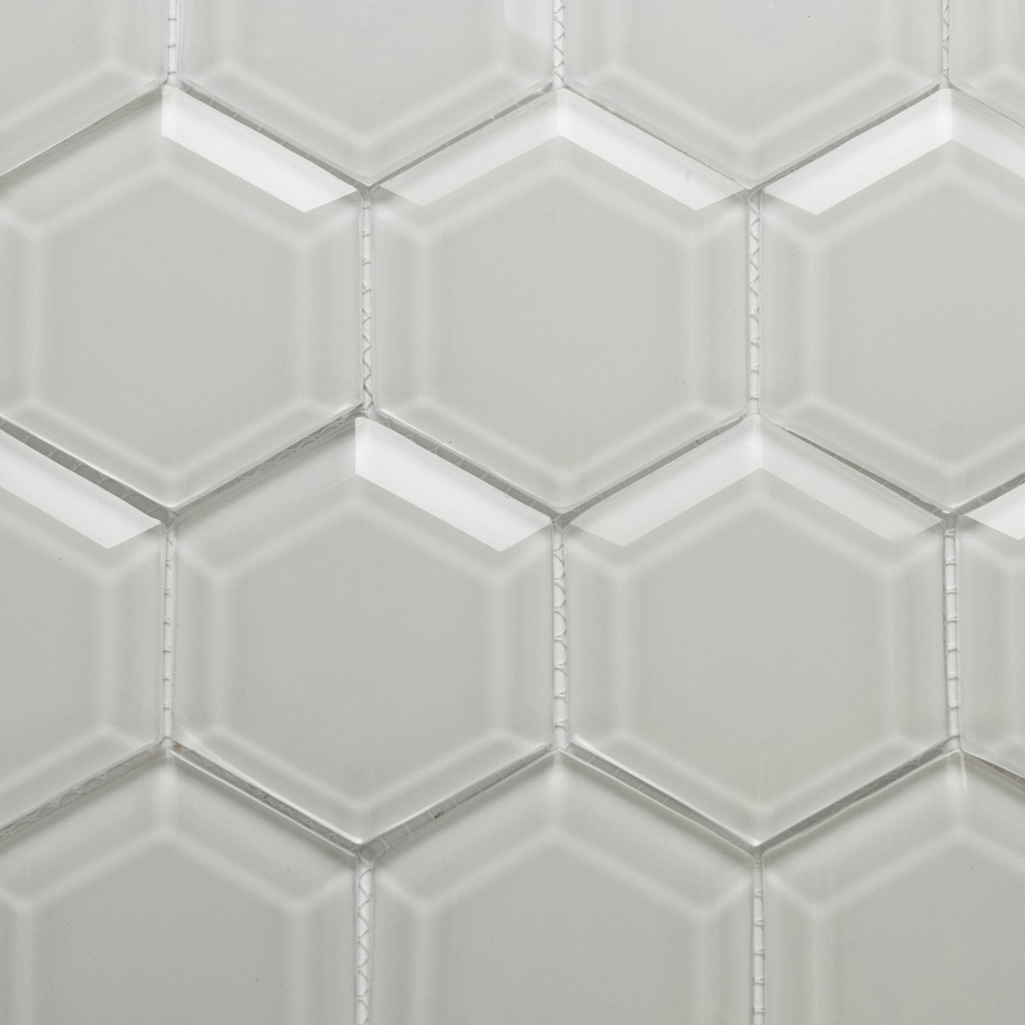 Chic White Hexagon Beveled Glass Tiles for Elegant Home Transformations