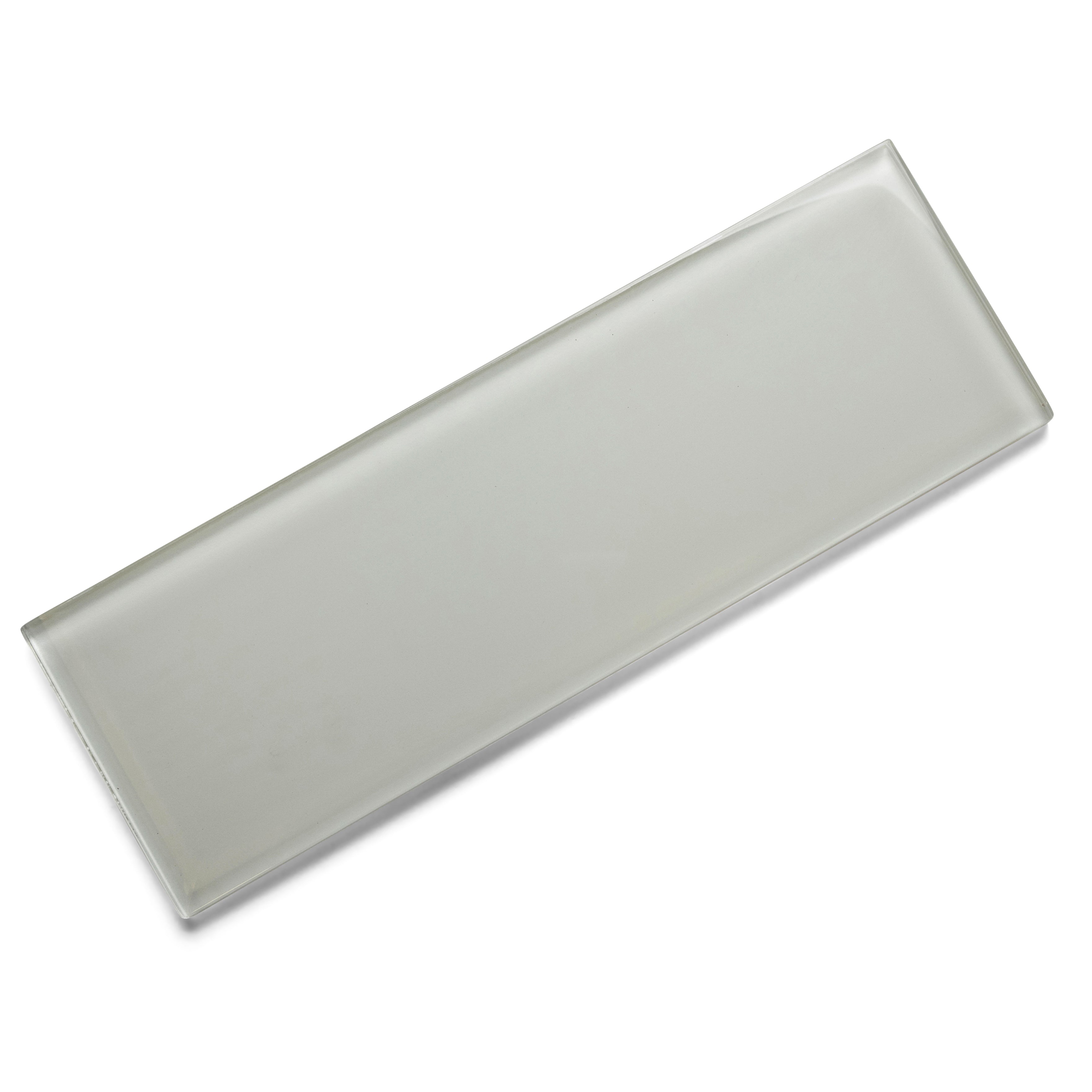 Sleek White Glass Subway Tile 4x12 - Elevate Your Home Décor