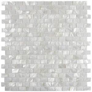 Lustrous White Pearl Shell Brick Tiles for Timeless Elegance