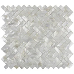 Opulent White Pearl Shell Herringbone Tiles by Tile Hub