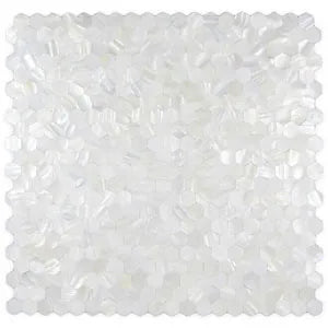 Sleek Pearl White Groutless Hexagon Tiles - Elevate Your Space!