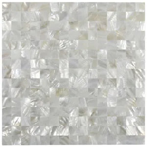 Elegant Groutless White Pearl Shell Square Tiles by Tile Hub